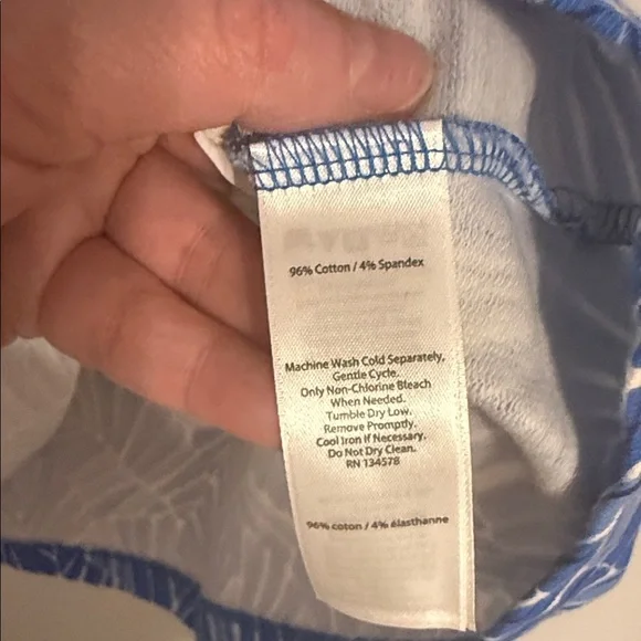 Girls Medium 10/12 Cotton 3/4 Length Sleeve Shift Dress Blue and White - Picture 3 of 7